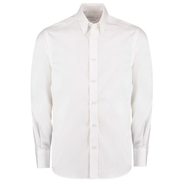Kustom Kit Herr Oxford Skräddarsydd långärmad skjorta 16,5in Vit White 16.5in