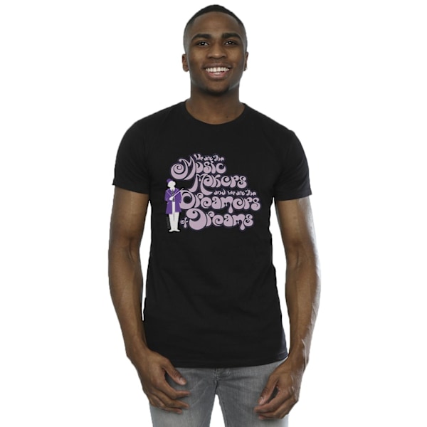 Willy Wonka Dreamers Text T-shirt för män, 4XL, svart Black 4XL