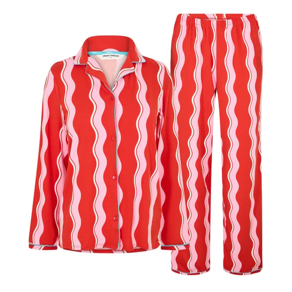 Urban Threads Dam/Dam Squiggle Lång Pyjamas Set 8 UK Rosa Pink 8 UK