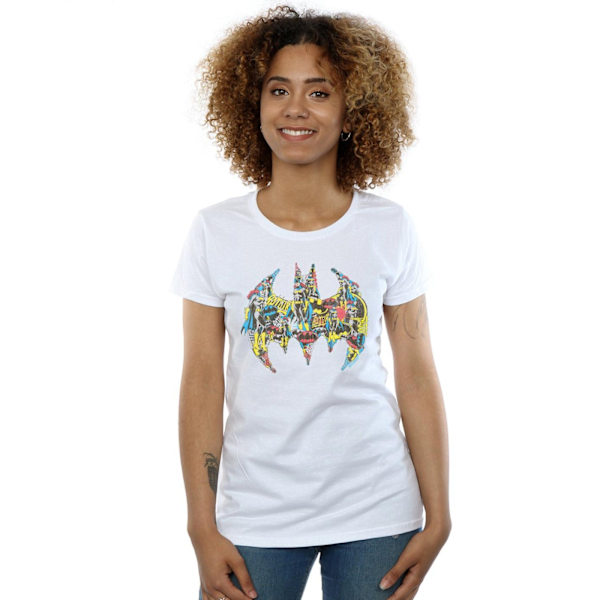 DC Comics Dam/Kvinnor Batman Batgirl Logo Collage Bomull T-shirt White XL