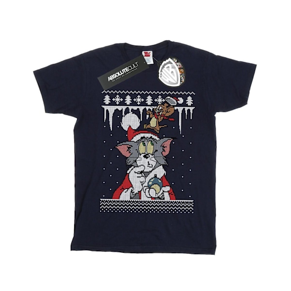 Tom And Jerry Girls Jul Fair Isle Bomull T-shirt 9-11 År Navy Blue 9-11 Years