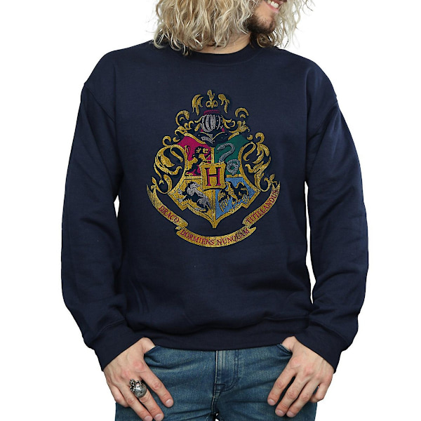 Harry Potter Herr Hogwarts Crest Bomullströja M Marinblå Navy Blue M