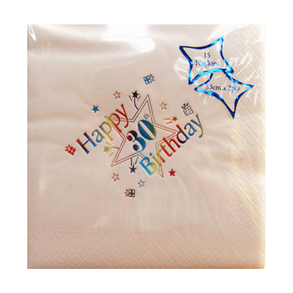 NPK 30-årsdag folietryckta servetter (förpackning om 15) En storlek Wh White One Size