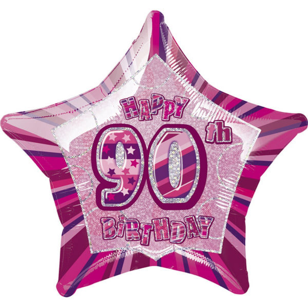 Unik fest Grattis på 90-årsdagen Rosa stjärna folieballong One Siz Pink One Size