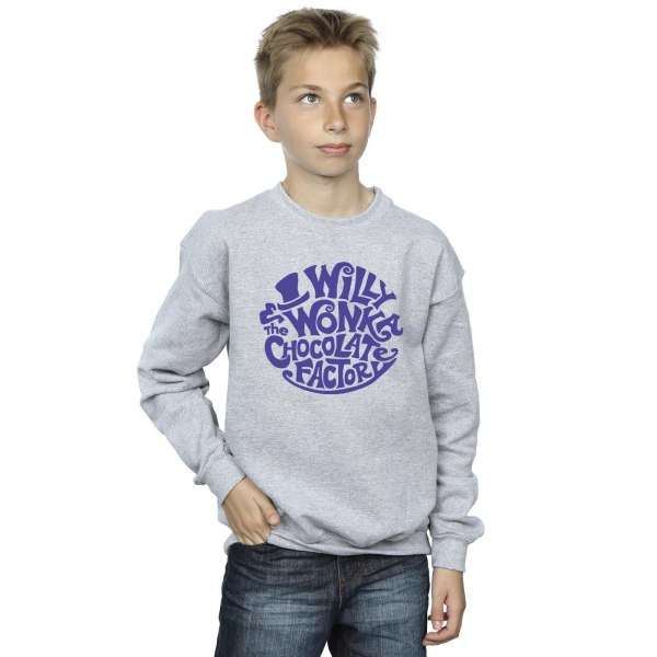 Willy Wonka & The Chocolate Factory Boys Typed Logo Sweatshirt Sports Grey 12-13 Years