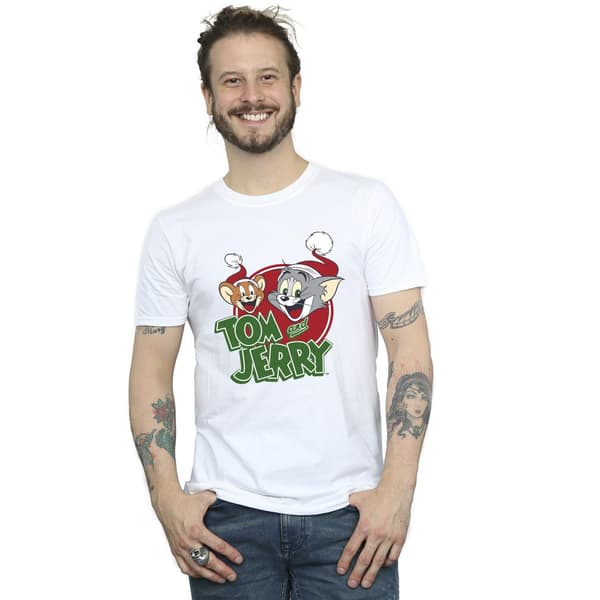 Tom And Jerry Herr Julhatt Logotyp T-Shirt M Vit White M