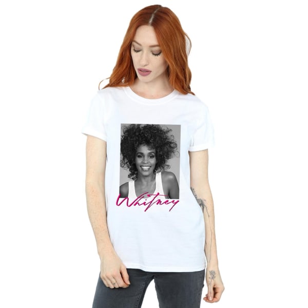 Whitney Houston Dam/Kvinnor Leende Fotografi Bomull Pojkvän White 4XL