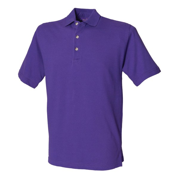 Henbury Herr Klassisk Bomull Pique Heavy Polo Shirt L Lila Purple L