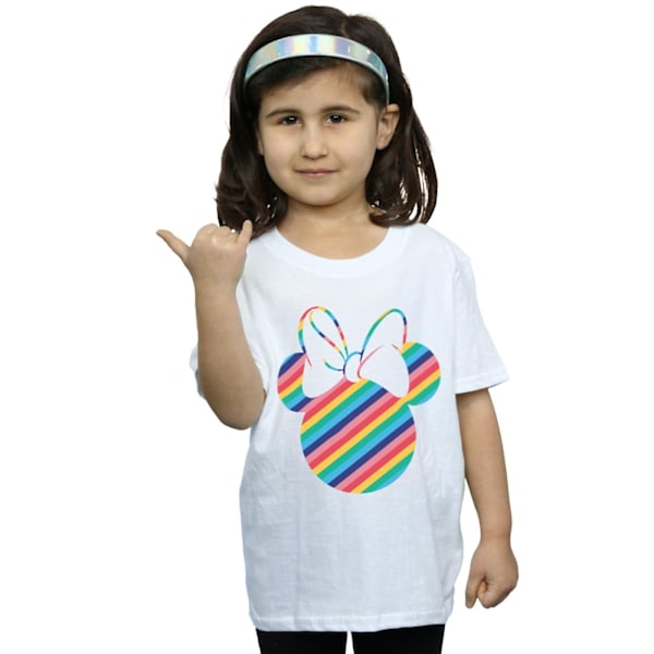 Disney Girls Minnie Mouse Rainbow Face Bomull T-shirt 9-11 År White 9-11 Years