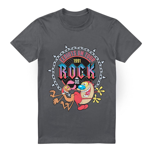 Ren & Stimpy Herr Eediots On Tour T-Shirt 4XL Gråmelerad Charcoal 4XL
