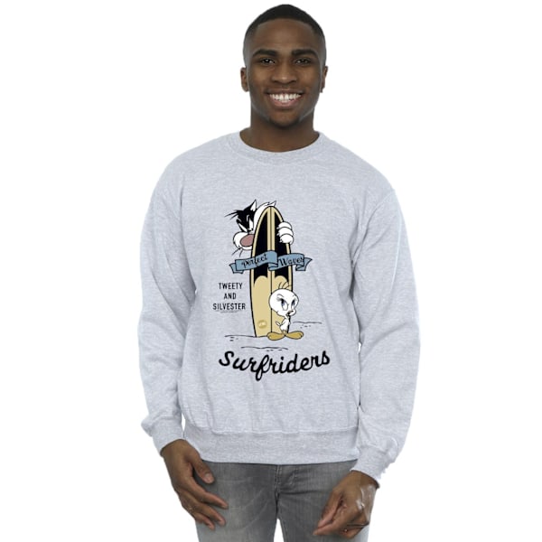 Looney Tunes Mens Tweety And Sylvester Perfect Waves Sweatshirt Sports Grey 5XL