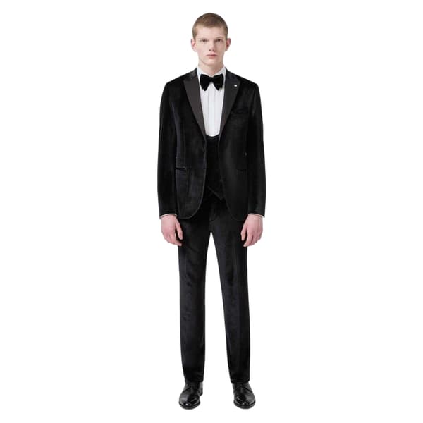 Twisted Tailor Herr Sammet Slim Smokingväst 44 i Svart Black 44 in