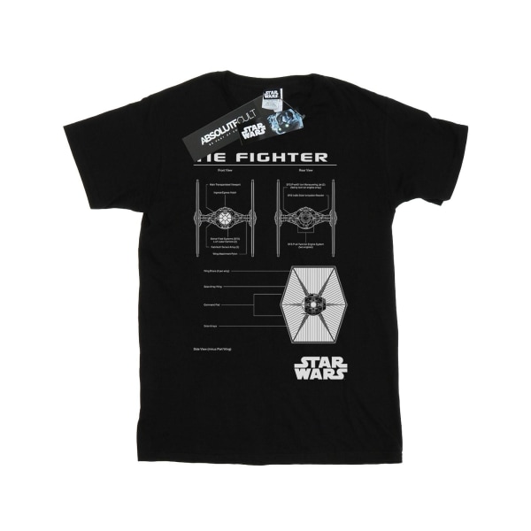 Star Wars Boys TIE Fighter Blueprint T-shirt 5-6 år Svart Black 5-6 Years