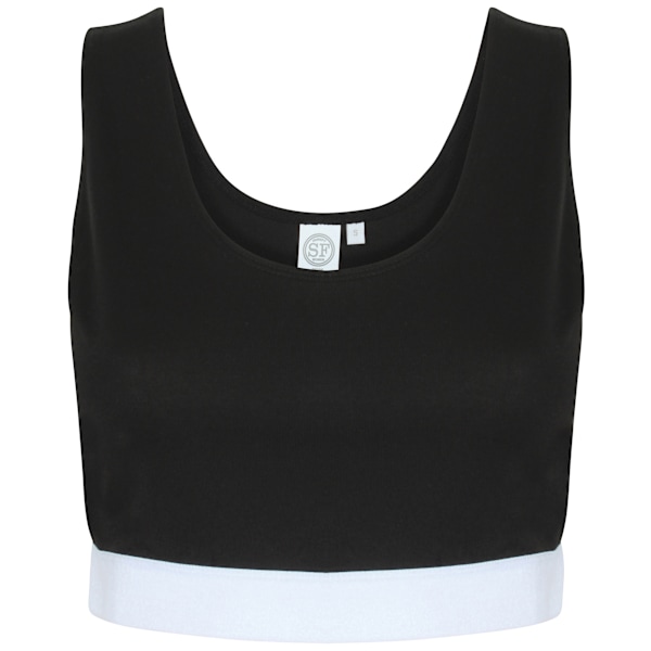 Skinni Fit Dam/Dam Fashion Sleeveless Crop Top XS Svart/Vit Black/White XS