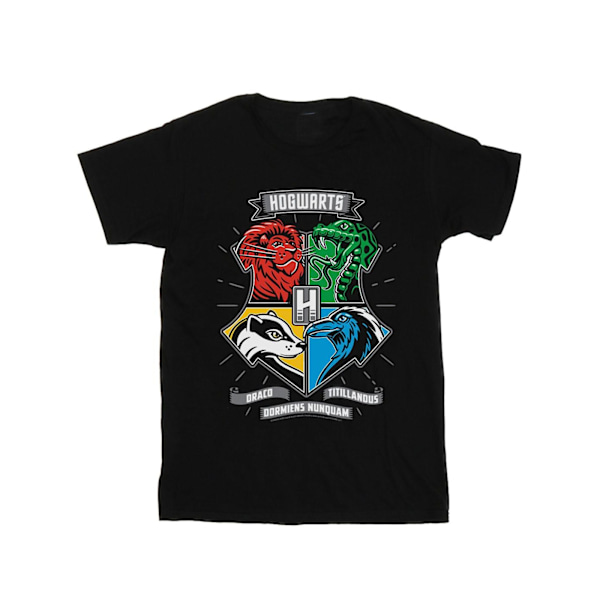 Harry Potter T-shirt i bomull med Hogwarts Toon Crest för flickor 9-11 år Black 9-11 Years