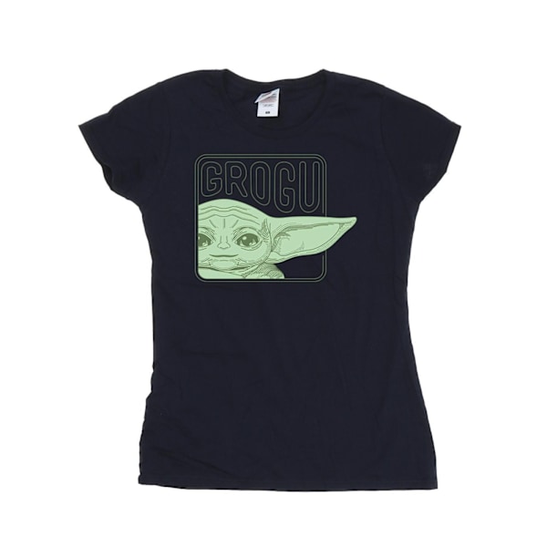 Star Wars Dam/Damer The Mandalorian Grogu Box Bomull T-Shir Navy Blue M