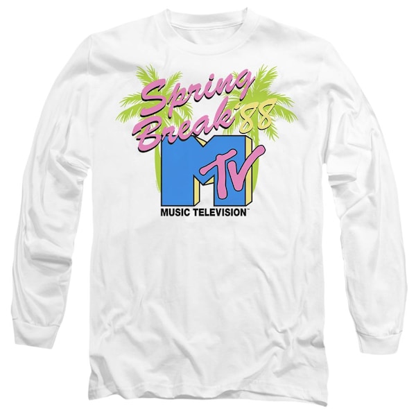 MTV Unisex Vuxen Spring Break Neon Palm Trees T-Shirt L Vit White L