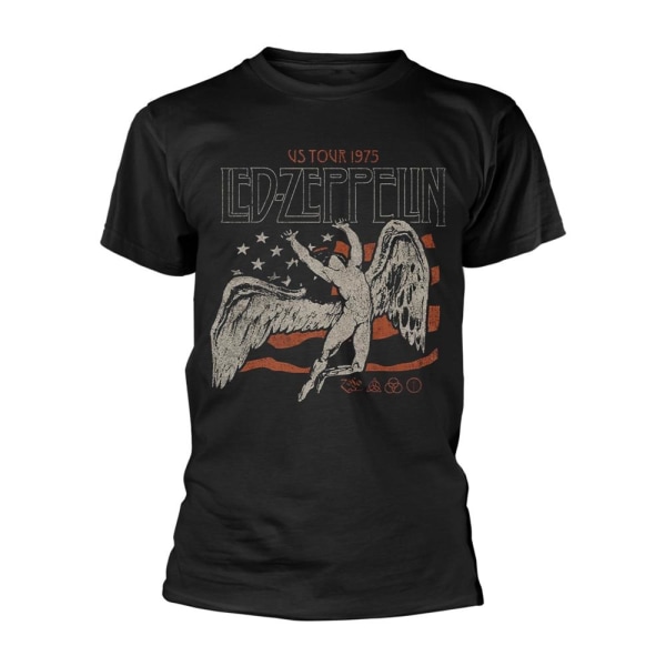 Led Zeppelin Unisex Vuxen US 1975 Tour Flag T-Shirt S Svart Black S