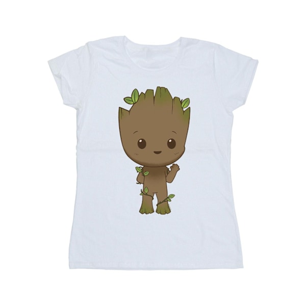 Marvel Dam/Kvinnor Jag Är Groot Chibi Vinka Pose Bomull T-shirt White XXL