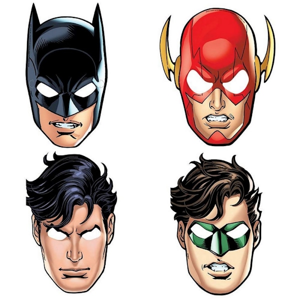 Justice League-karaktärsmask (8-pack) En storlek Flerfärgad Multicoloured One Size