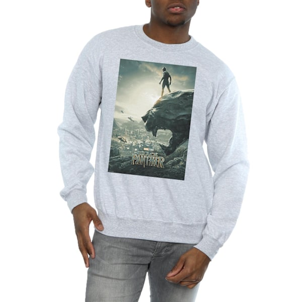 Marvel Herr Svart Panther Poster Sweatshirt M Sports Grey Sports Grey M