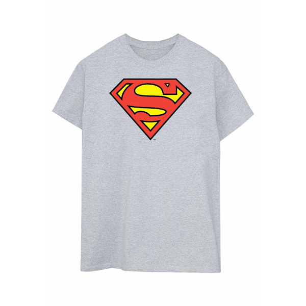 DC Comics Dam/Kvinnor Superman Logo Boyfriend Fit Bomull Boyf Sports Grey L