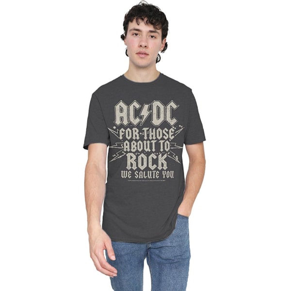 AC/DC Unisex Vuxen Salute T-Shirt XXL Kolgrå Charcoal XXL