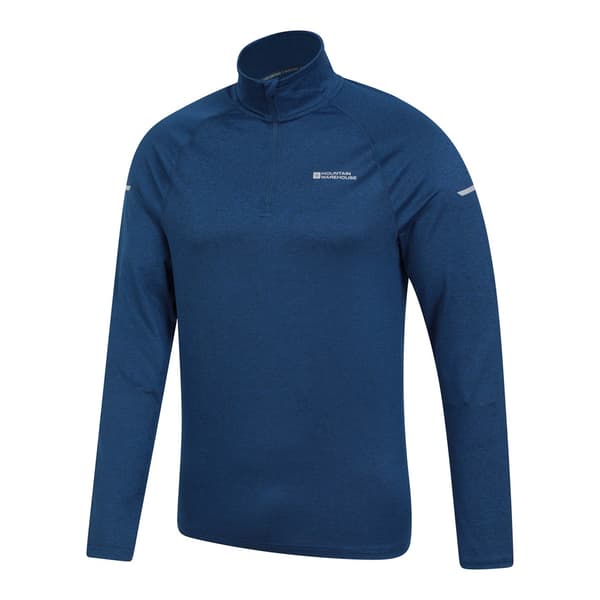 Mountain Warehouse Echo Melange Återvunnen Halv Zip Midlayer för Herr Navy XXL