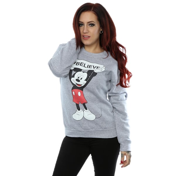Disney Dam/Kvinnor Mickey Mouse Believe Sweatshirt XS Heather Heather Grey XS