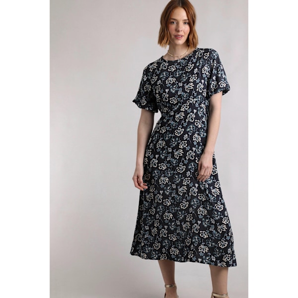 Weird Fish Dam/Dam Everly Blommig Eco Liva Midiklänning 12 U Black Iris 12 UK
