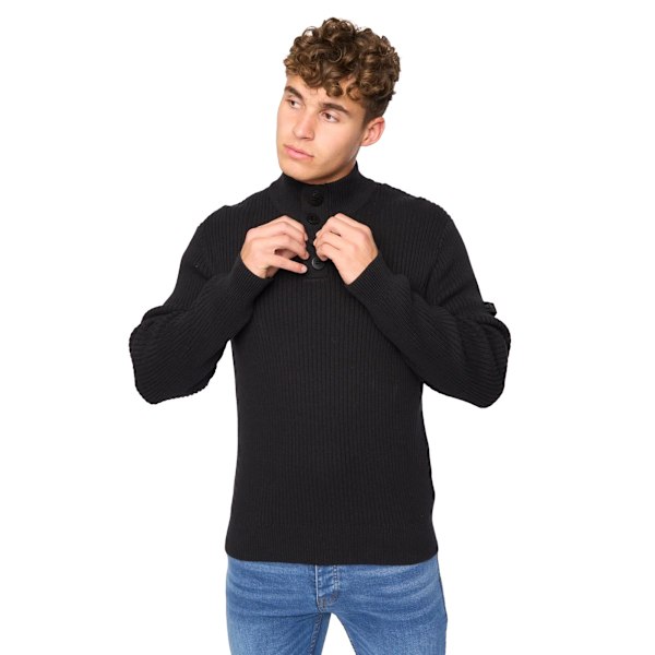 Crosshatch Wellburys Chunky Stickad Tröja för Män XXL Svart Black XXL