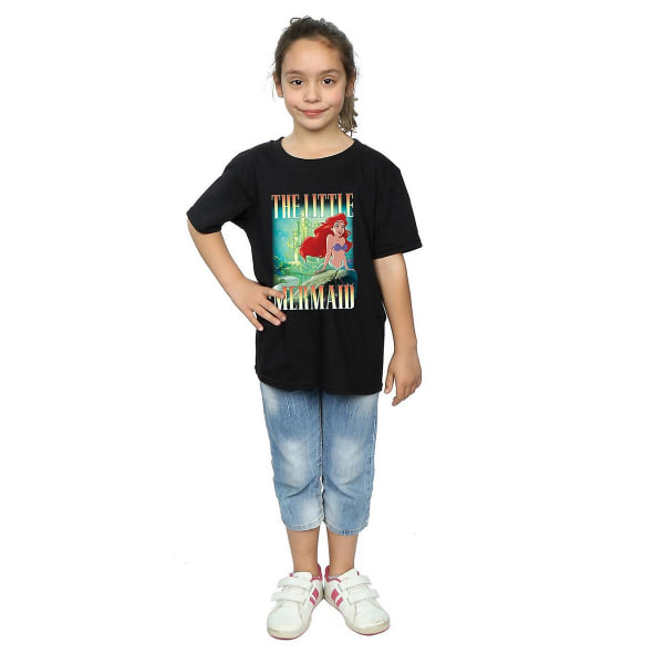 The Little Mermaid Girls Ariel Montage T-shirt i bomull 7-8 år Black 7-8 Years