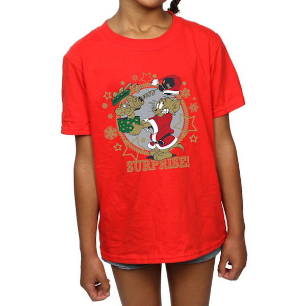 Tom And Jerry Girls Julöverraskning Bomull T-shirt 9-11 år Red 9-11 Years