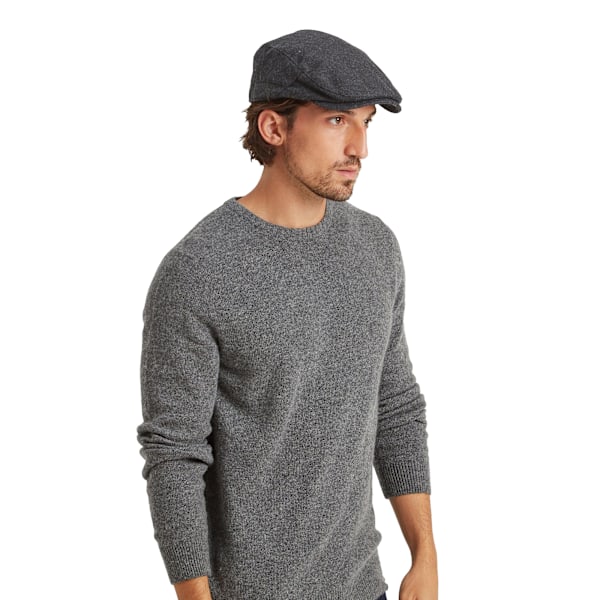TOG24 Herr Weighton Marl Stickad Flat Cap S-M Mörkgrå Dark Grey S-M