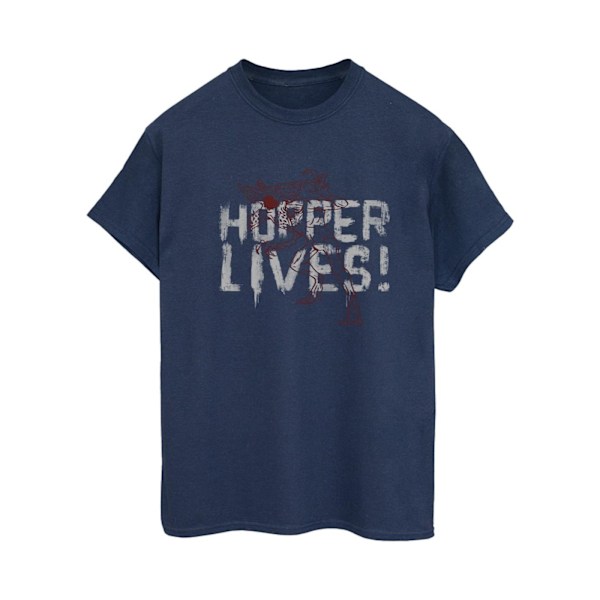 Netflix Dam/Kvinnor Stranger Things Hoppers Live Bomull Boyfr Navy Blue M