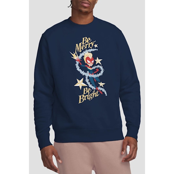 Captain Marvel Unisex Vuxen Be Merry Be Bright Sweatshirt S Nav Navy S