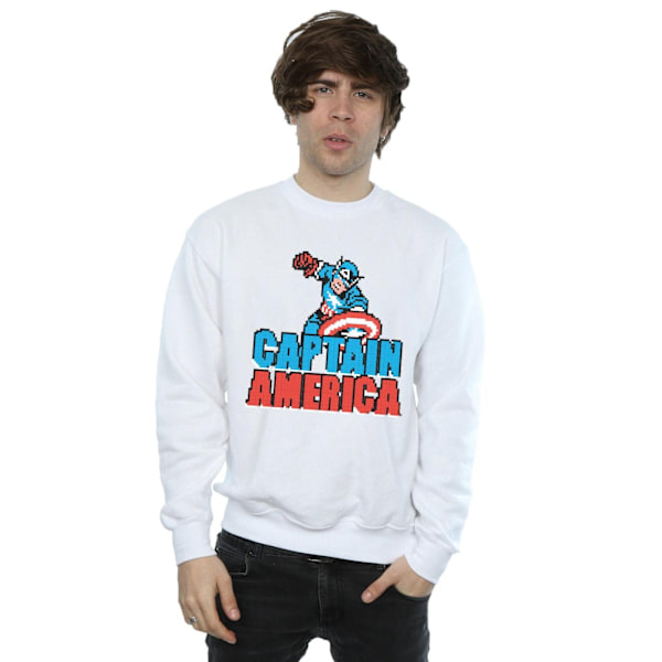 Marvel Herr Captain America Pixelated Sweatshirt S Vit White S