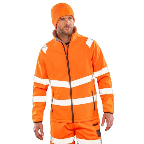 Result Återvunnen Unisex Vuxen Tryckbar Säkerhets Soft Shell Jacka Fluorescent Orange M
