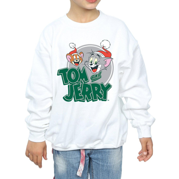 Tom And Jerry Girls Julhälsningar Sweatshirt 9-11 År W White 9-11 Years