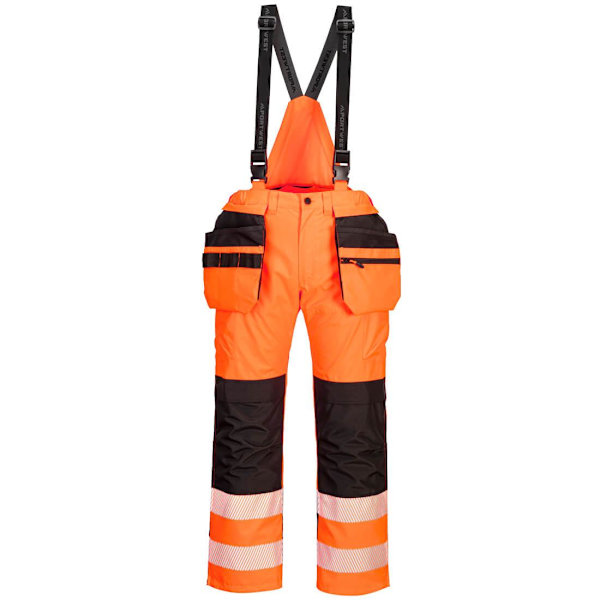 Portwest Herr PW3 Vattentät Hi-Vis Säkerhetsbyxa Och Haklapp Orange/Black 44R