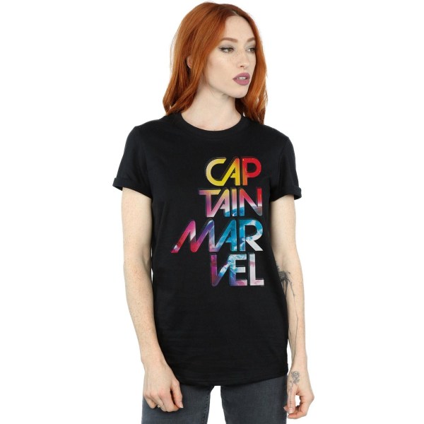 Marvel Dam/Dam Captain Marvel Galactic Text Cotton Boyfri Black M