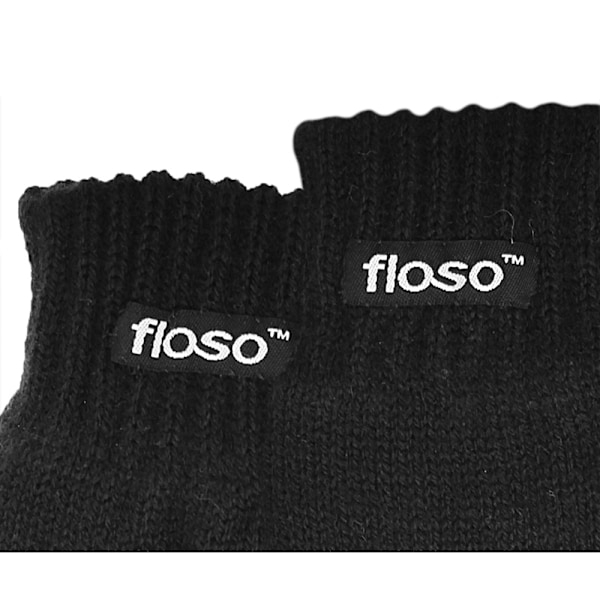 FLOSO Barn Unisex Stickade Termiska Thinsulate Handskar (3M 40g) Black 12-13 Years