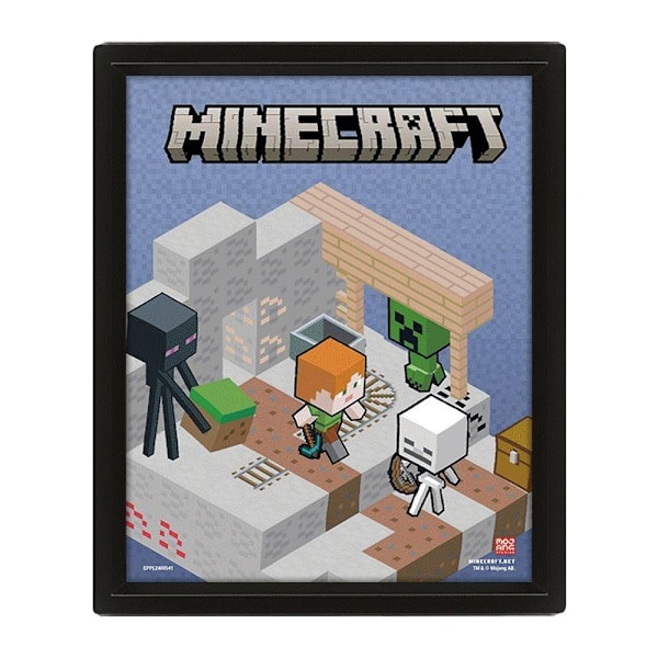 Minecraft Terrain 3D & Lentikulär Poster 25cm x 20cm Flerfärgad Multicoloured 10in x 8in