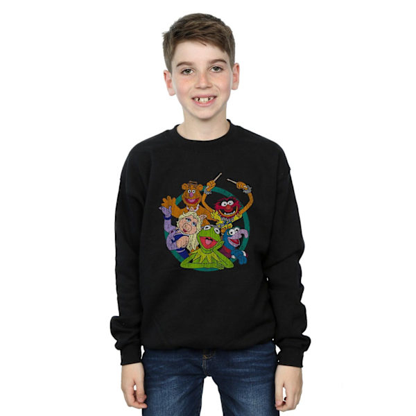 Disney Pojkar The Muppets Grupp Cirkel Sweatshirt 7-8 År Svart Black 7-8 Years