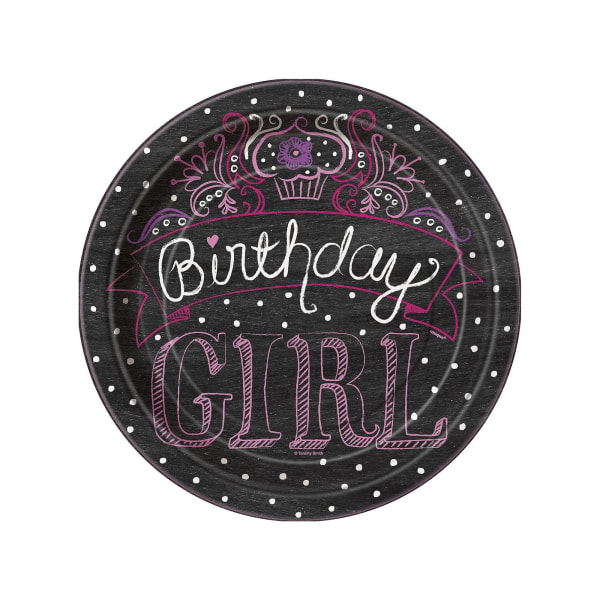 Unique Party Girl Birthday Party Plates (Pack om 8) One Size Bl Black One Size