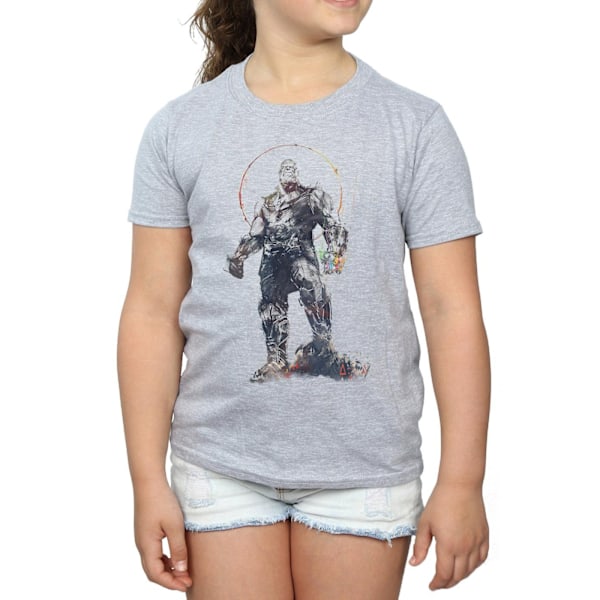 Marvel Girls Avengers Infinity War Thanos Sketch Bomull T-shirt Sports Grey 12-13 Years