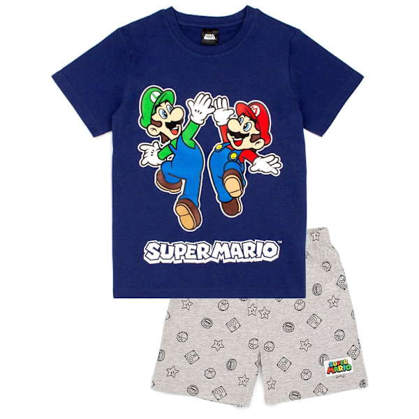 Super Mario Pojkar Kort Pyjamas Set 13-14 År Marinblå/Grå Navy/Grey 13-14 Years