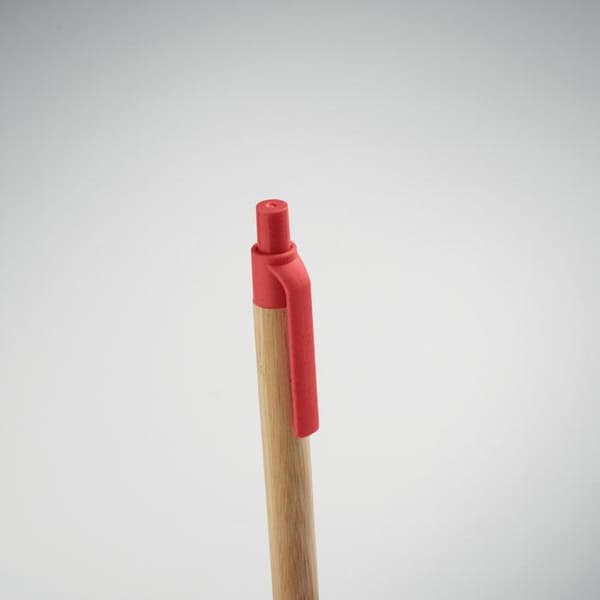 MidOcean Itea Färg Tryckknapp Bambu & Vetehalm Kulspetspenna Red One Size