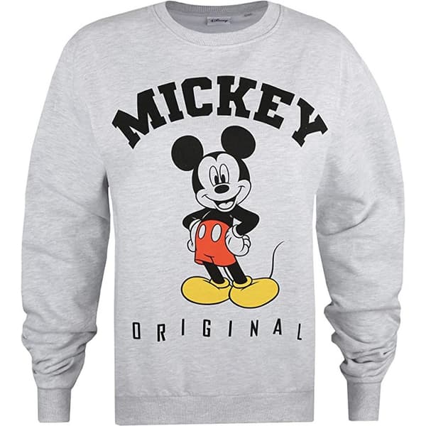 Disney Dam/Kvinnor Hej Mickey Mouse Sweatshirt XL Ljusgrå Light Grey/Black XL