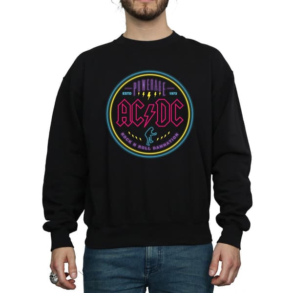 AC/DC Herr Cirkel Neon Sweatshirt L Svart Black L